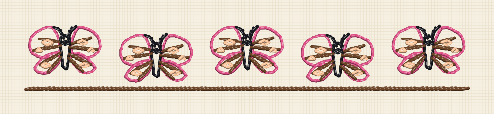 Shallow butterfly border measured to fit between the two seam lines of a sleeve cuff