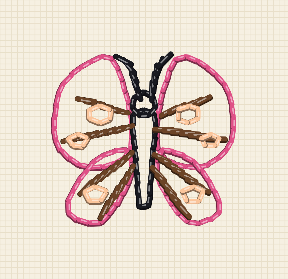 Tiny butterfly embroidery pattern thirty two millimetres wide for a shirt pocket corner