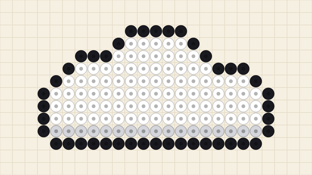 Perler bead decoration idea charted as a white cloud with a grey underside