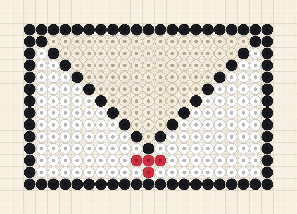 Perler bead fridge magnet idea charted as a cream envelope with a red heart seal