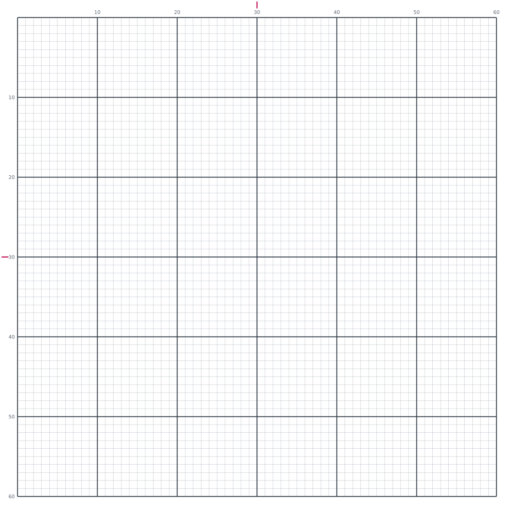 Printable blank 60 by 60 pixel art grid with counting lines every ten squares